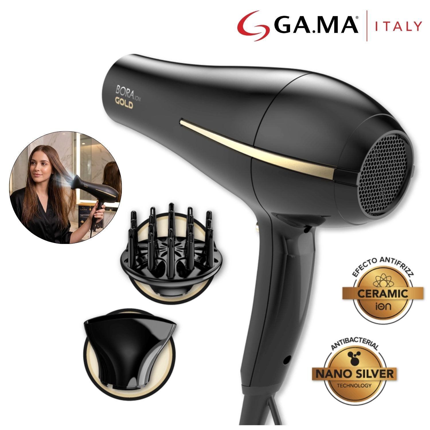 Secadora GAMA BECHD0000002722 Bora Gold Ion Plus Argan Oil Motor DC